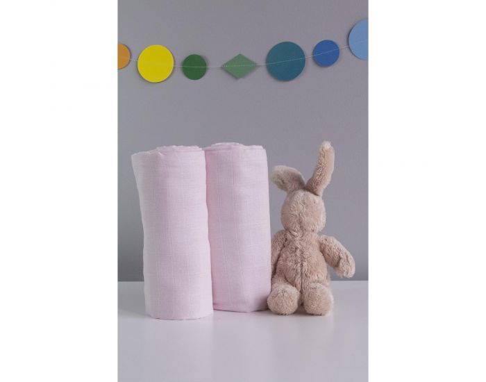 KADOLIS Lot de 2 Maxi Langes 100% Coton Bio imprims Etoiles Rose Ple (1)