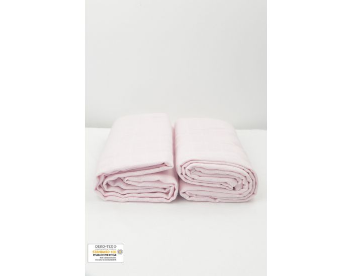 KADOLIS Lot de 2 Maxi Langes 100% Coton Bio imprims Etoiles Rose Ple (11)