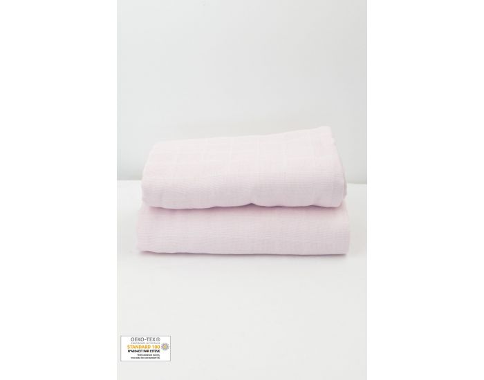 KADOLIS Lot de 2 Maxi Langes 100% Coton Bio imprims Etoiles Rose Ple (12)