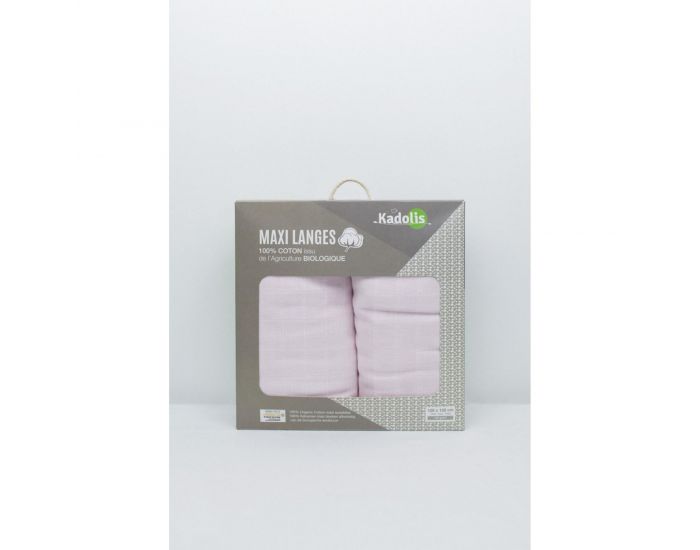 KADOLIS Lot de 2 Maxi Langes 100% Coton Bio imprims Etoiles Rose Ple (5)