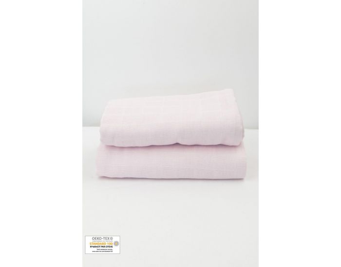 KADOLIS Lot de 2 Maxi Langes 100% Coton Bio imprims Etoiles Rose Ple (6)