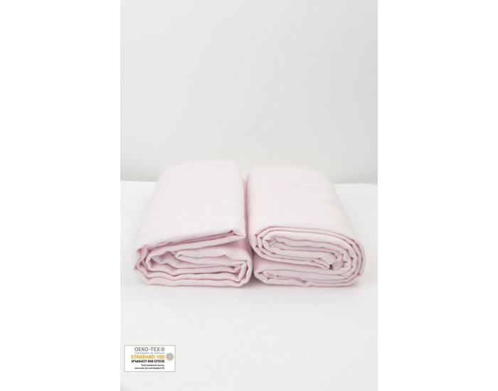 KADOLIS Lot de 2 Maxi Langes 100% Coton Bio imprims Etoiles Rose Ple (7)