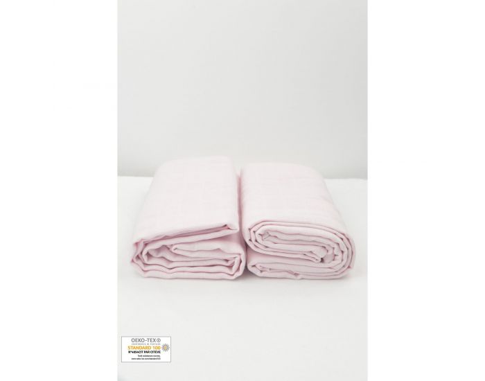 KADOLIS Lot de 2 Maxi Langes 100% Coton Bio imprims Etoiles Rose Ple (8)