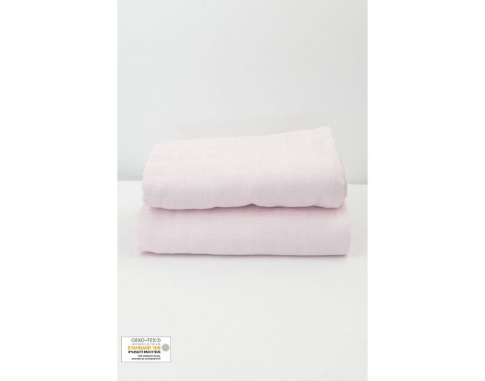 KADOLIS Lot de 2 Maxi Langes 100% Coton Bio imprims Etoiles Rose Ple (9)