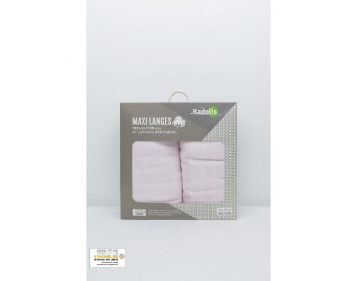 KADOLIS Lot de 2 Maxi Langes 100% Coton Bio imprims Etoiles Rose Ple (10)