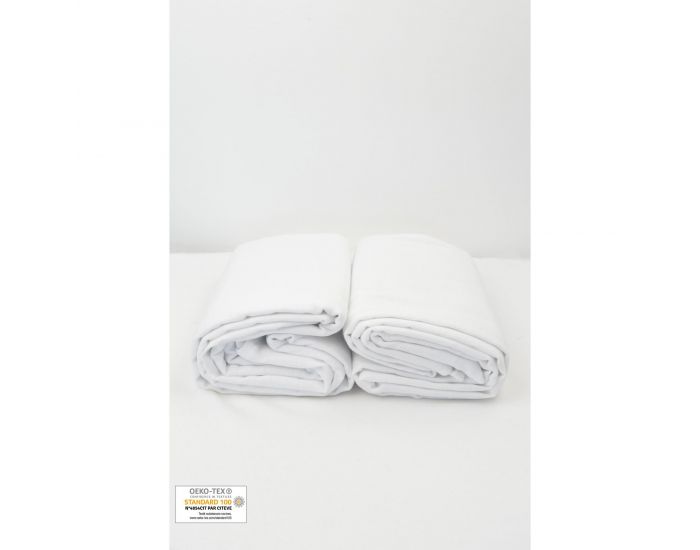 KADOLIS Lot de 2 Maxi Langes 100% Coton Bio Imprims Etoiles Blanc 120 x 120 cm (8)