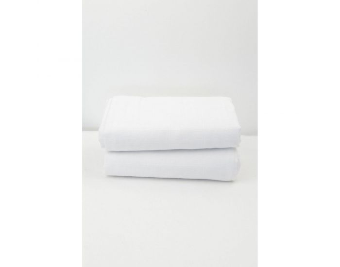 KADOLIS Lot de 2 Maxi Langes 100% Coton Bio Imprims Etoiles Blanc 120 x 120 cm (4)