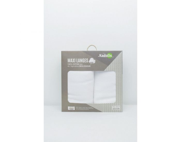 KADOLIS Lot de 2 Maxi Langes 100% Coton Bio Imprims Etoiles Blanc 120 x 120 cm (5)