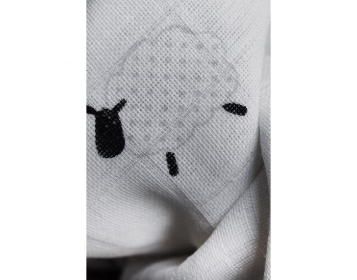 KADOLIS Lot de 3 Langes 100% Coton Bio Motifs Moutons Gris 60 x 60 cm 60 x 60 cm (2)