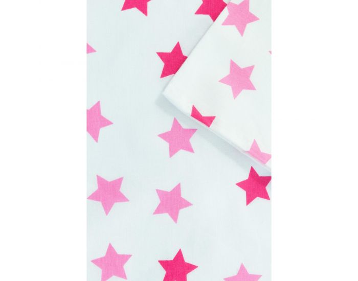 KADOLIS Housse de Couette Bb + Taie en Coton Bio Motifs Etoile Rose 100 x 140 cm (3)