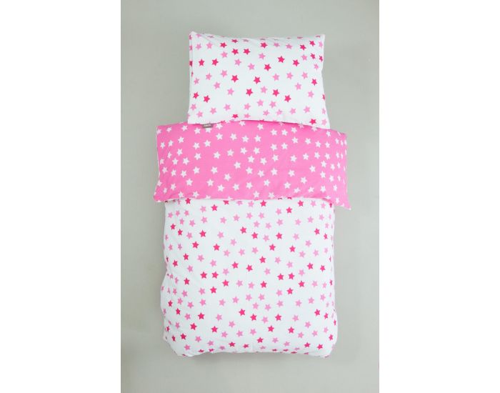 KADOLIS Housse de Couette Bb + Taie en Coton Bio Motifs Etoile Rose 100 x 140 cm (4)