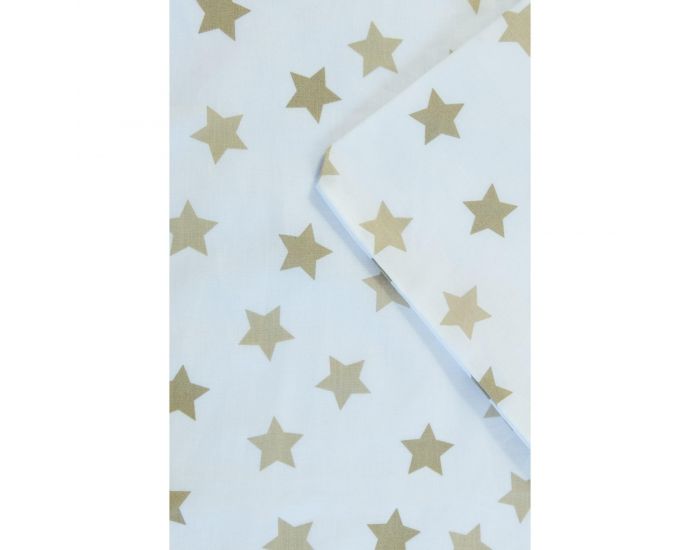 KADOLIS Housse de Couette Bb + Taie en Coton Bio Motifs Etoile Beige 100 x 140 cm (3)