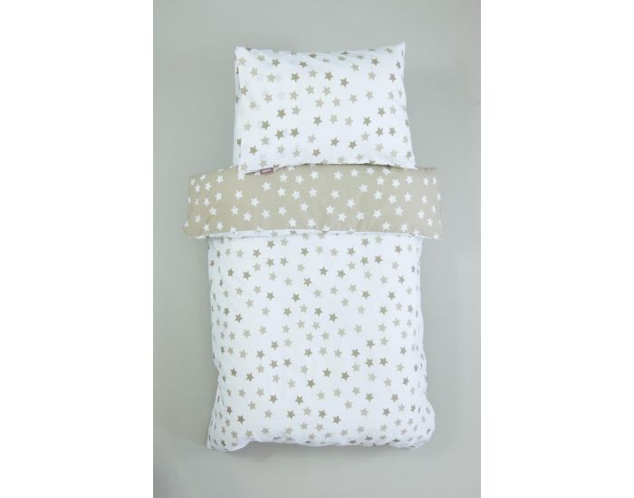KADOLIS Housse de Couette Bb + Taie en Coton Bio Motifs Etoile Beige 100 x 140 cm (4)