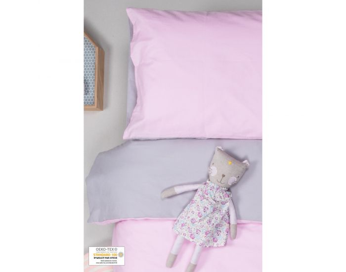 KADOLIS Housse de couette Bb + taie Bicolore Bleu 100 x 140 cm (10)