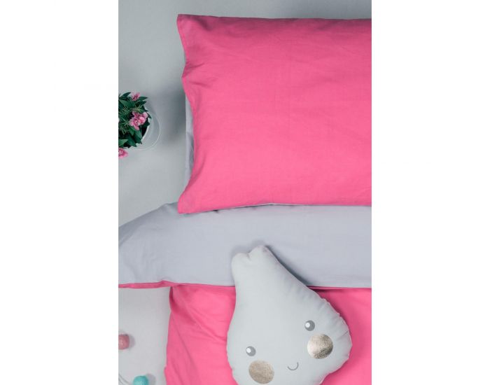 KADOLIS Housse de couette Bb + taie Bicolore Fuschia 100 x 140 cm (2)