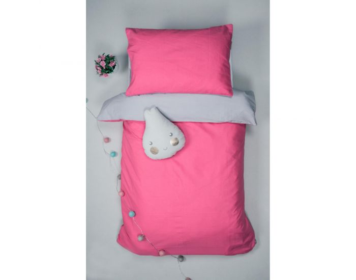 KADOLIS Housse de couette Bb + taie Bicolore Fuschia 100 x 140 cm (1)