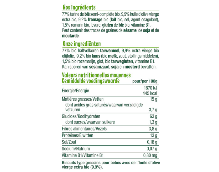 GOOD GOUT Mini-baguettes Fromage et Romarin - 70g - Ds 12 mois (2)