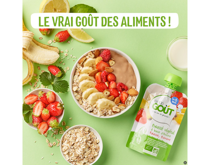 GOOD GOUT Gourde Brass Vgtal Avoine Fraise Banane - 90g - Ds 6 Mois (1)