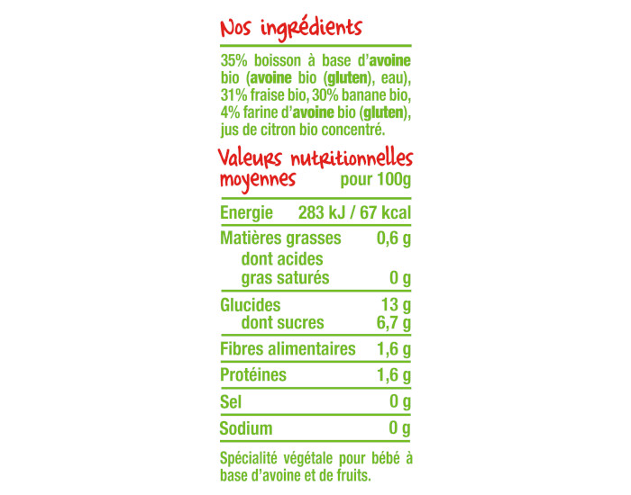 GOOD GOUT Gourde Brass Vgtal Avoine Fraise Banane - 90g - Ds 6 Mois (2)