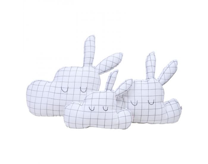 LITTLE CREVETTE Coussin Lapinuage - carreaux gris (1)