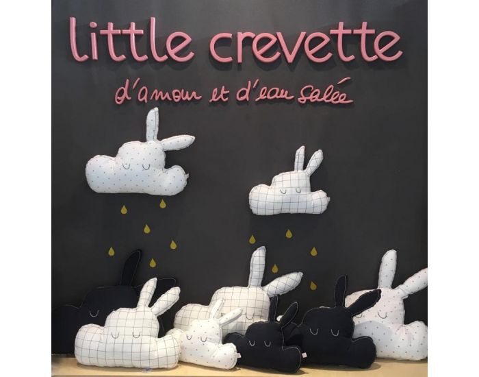LITTLE CREVETTE Coussin Lapinuage - carreaux gris (3)