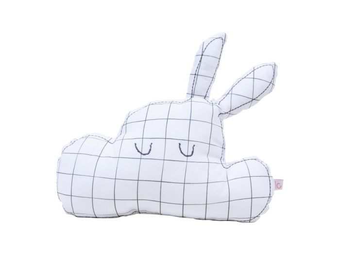 LITTLE CREVETTE Coussin Lapinuage - carreaux gris (4)