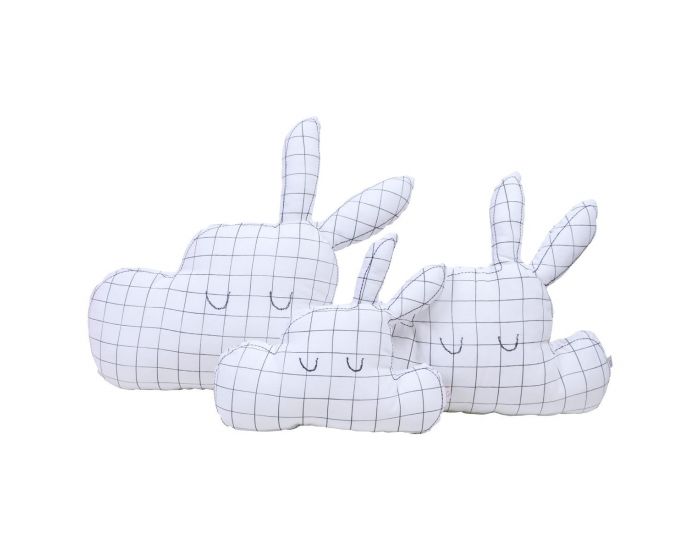 LITTLE CREVETTE Coussin Lapinuage - carreaux gris (5)