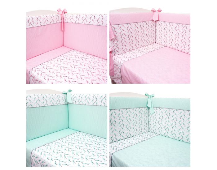 SEVIRA KIDS Parure de lit b�b� avec tour de lit design r�versible - Alouette Rose Rose (15)