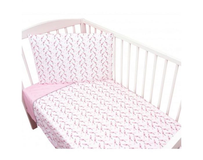 SEVIRA KIDS Parure de lit b�b� avec tour de lit design r�versible - Alouette Rose Rose (22)