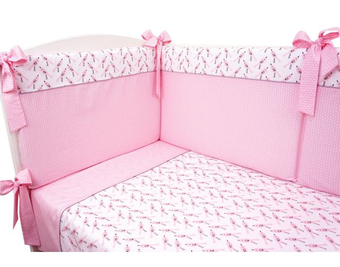 SEVIRA KIDS Parure de lit bb avec tour de lit design rversible - Alouette Rose Rose (8)