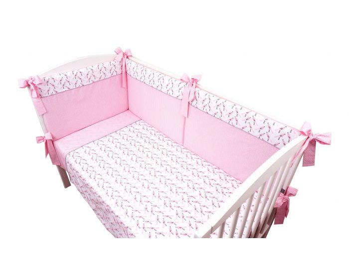 SEVIRA KIDS Parure de lit b�b� avec tour de lit design r�versible - Alouette Rose Rose (10)