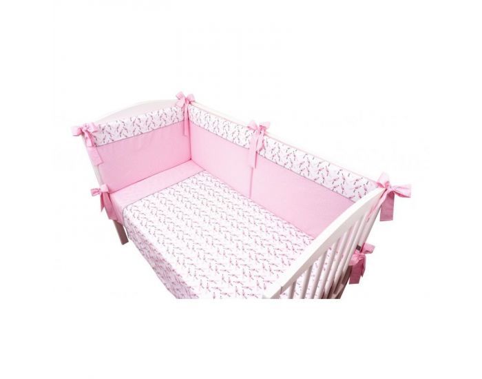 SEVIRA KIDS Parure de lit b�b� avec tour de lit design r�versible - Alouette Rose Rose (2)