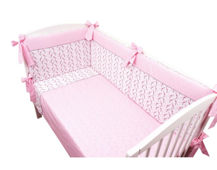 SEVIRA KIDS Parure de lit b�b� avec tour de lit design r�versible - Alouette Rose Rose (11)