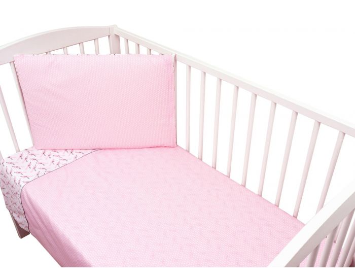 SEVIRA KIDS Parure de lit b�b� avec tour de lit design r�versible - Alouette Rose Rose (13)