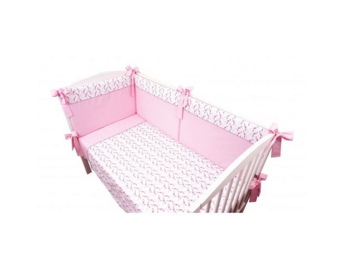 SEVIRA KIDS Parure de lit b�b� avec tour de lit design r�versible - Alouette Rose Rose (18)