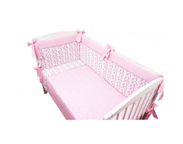 SEVIRA KIDS Parure de lit b�b� avec tour de lit design r�versible - Alouette Rose Rose (19)