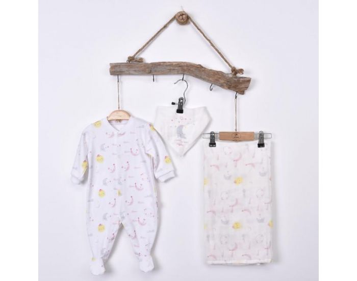SEVIRA KIDS Kit Dors-Bien + Bandana + Lange en coton Bio - Dreams Rose (11)