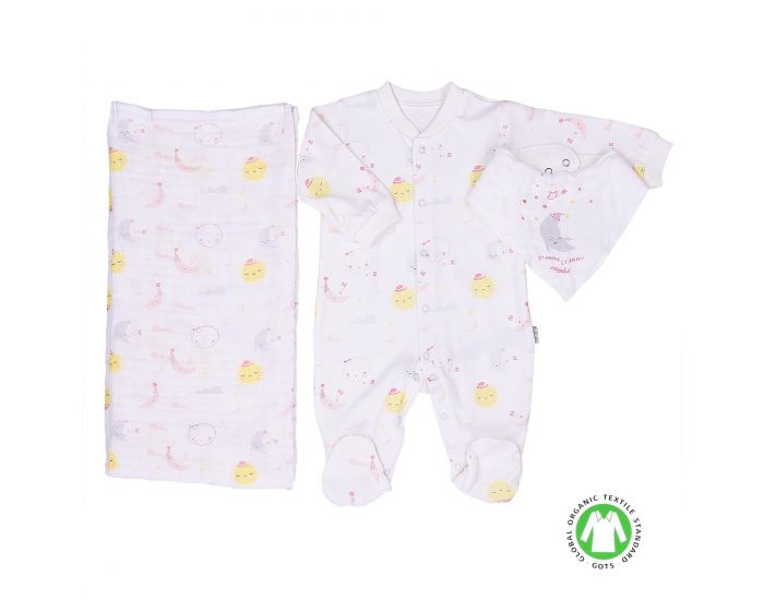 SEVIRA KIDS Kit Dors-Bien + Bandana + Lange en coton Bio - Dreams Rose (5)