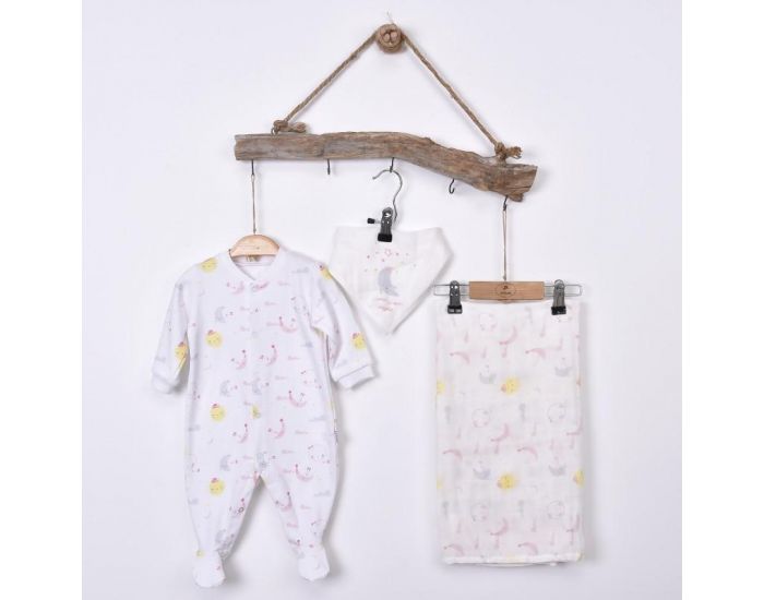SEVIRA KIDS Kit Dors-Bien + Bandana + Lange en coton Bio - Dreams Rose (6)