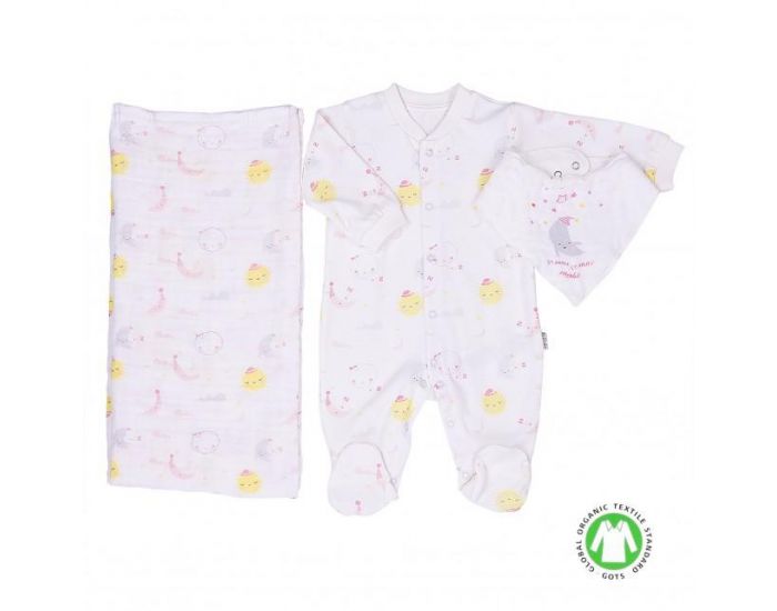SEVIRA KIDS Kit Dors-Bien + Bandana + Lange en coton Bio - Dreams Rose (8)