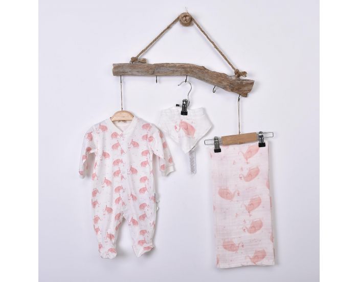 SEVIRA KIDS Kit Dors-Bien + Bandana + Lange en coton Bio - Elphants Gris (14)