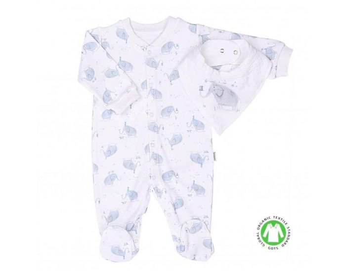 SEVIRA KIDS Kit Dors-Bien + Bandana + Lange en coton Bio - Elphants Gris (9)