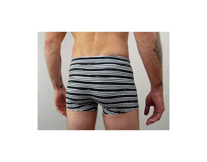 BIOLUNES Boxer en Coton Bio Noir et Blanc Lines (1)