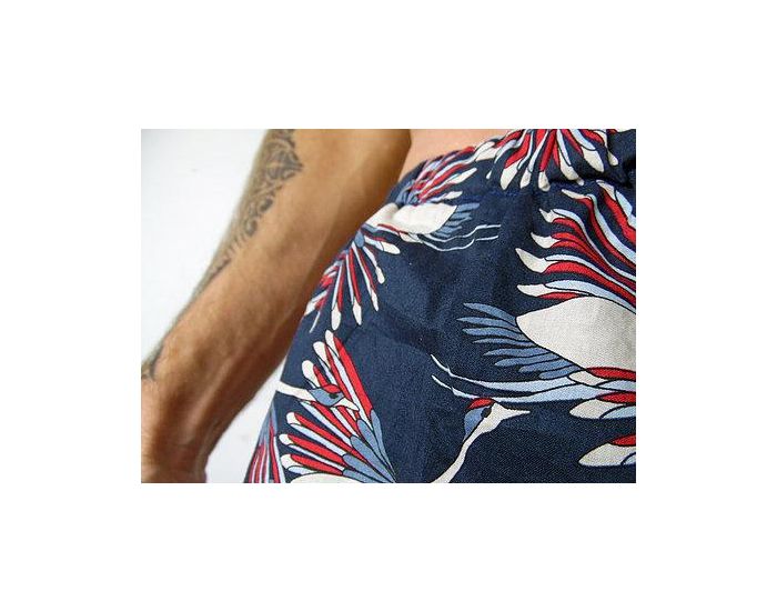 BIOLUNES Caleon en Coton Bio Bleu Vol de Grues (2)