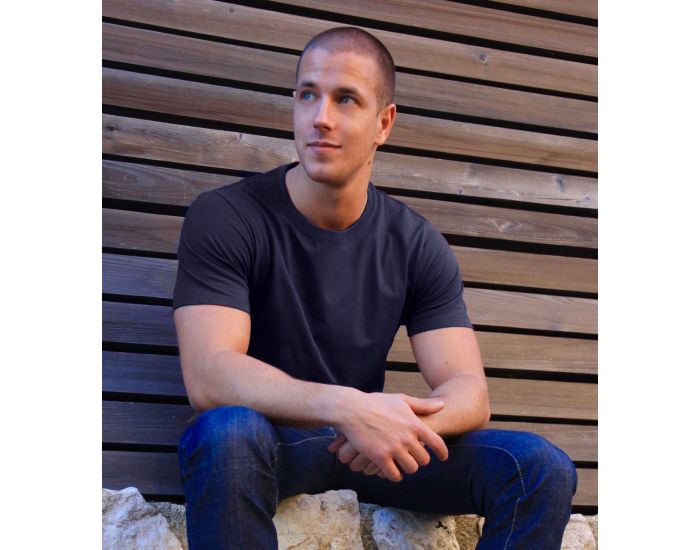 JOYAH T-shirt Homme en Coton Bio - Bleu Marine (2)