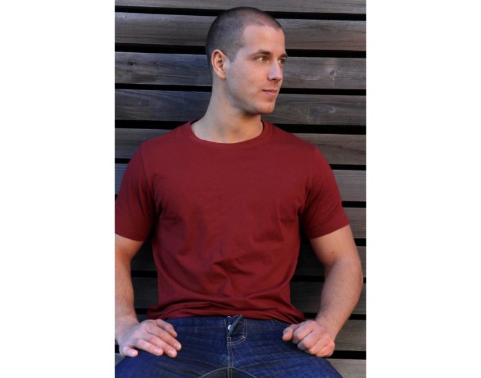 JOYAH T-shirt Homme en Coton Bio - Bordeaux (2)