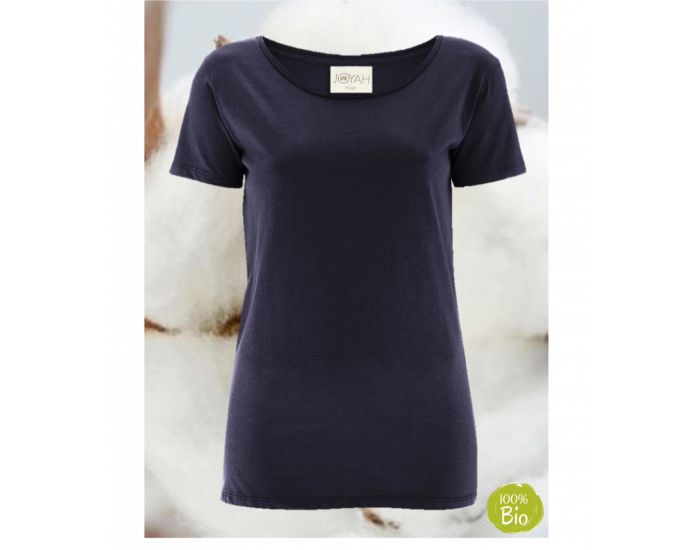JOYAH T-shirt Femme en Coton Bio - Bleu Marine (1)