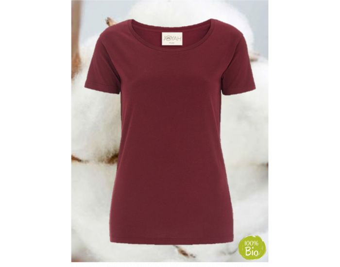 JOYAH T-shirt Femme en Coton Bio - Bordeaux (1)