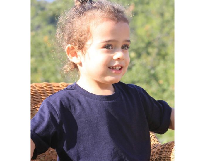 JOYAH T-shirt Enfant 100% Coton Bio - Bleu Marine (2)