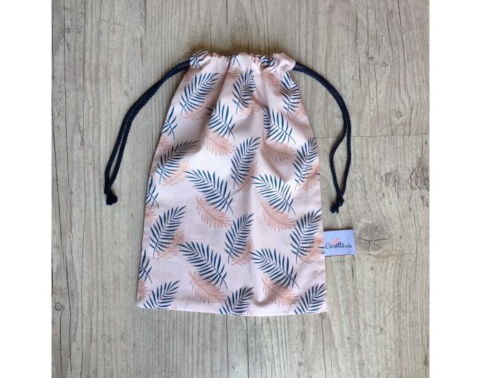 CAROTTE & CIE Pochon � Go�ter en Coton Feuillage rose (2)